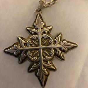 Reed & Barton Silver Filigree Cross Pendant Necklace